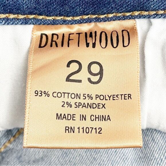 Driftwood Colette Straight Leg Boho Jeans Medium Wash Plaid Tartan Cuff Size 29 - Picture 12 of 14